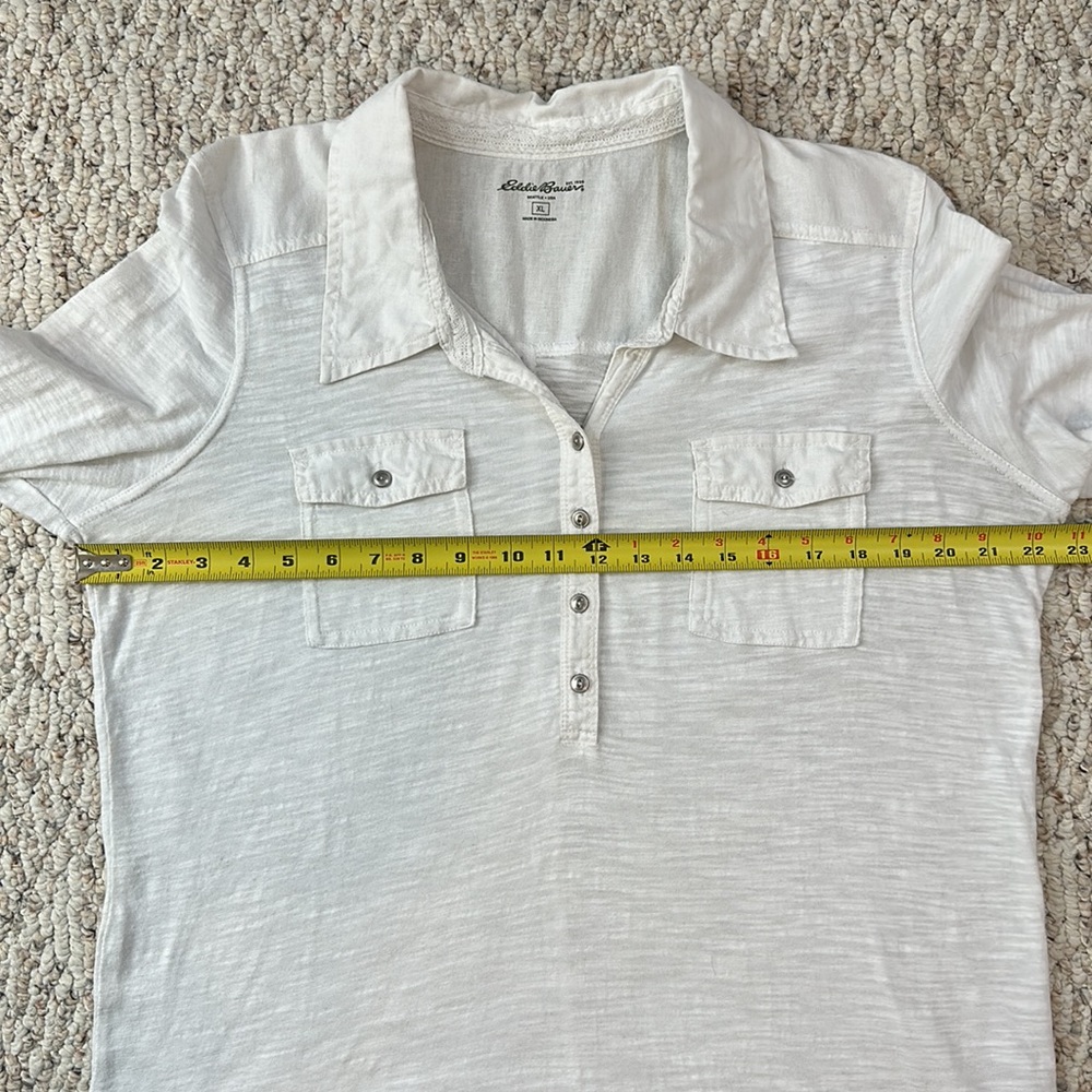 Eddie Bauer Womens XL white popover 1/4 button shirt - Picture 5 of 6